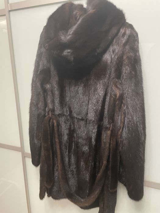 Шуба норкова, темно-коричнева. Розмір S-M