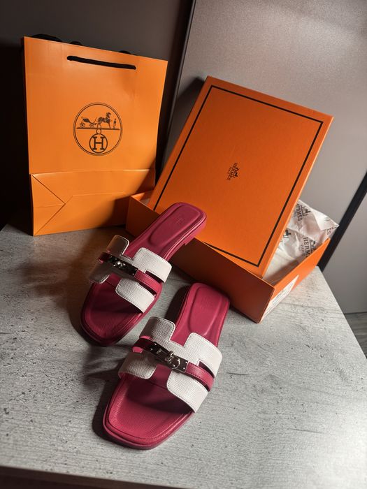 Шльопанці Hermes шльопки босоніжки жіночі шкіряні натуральні