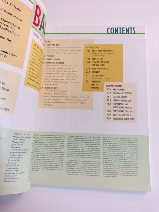 BAMS - Bulletin of The American meteorological society

Volume 85 Numb