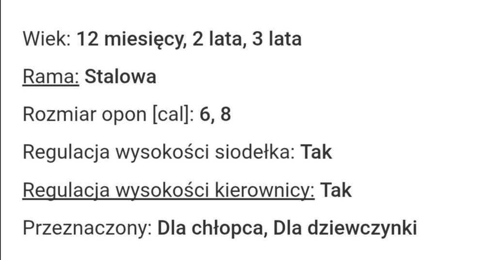 Sprzedam rowerek biegowy dla dziecka