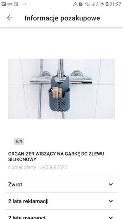Organizer wiszący silikonowy na gąbkę