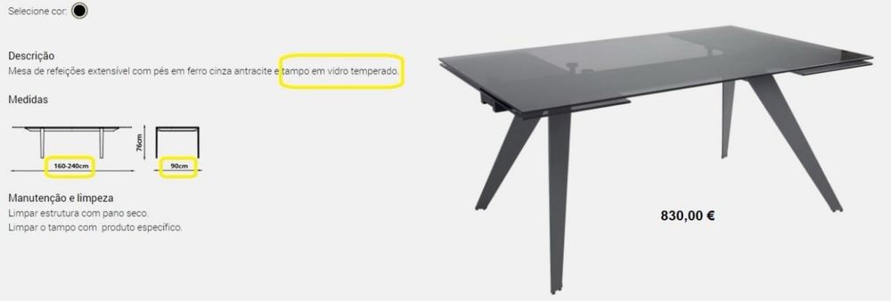 mesa de vidro extensível