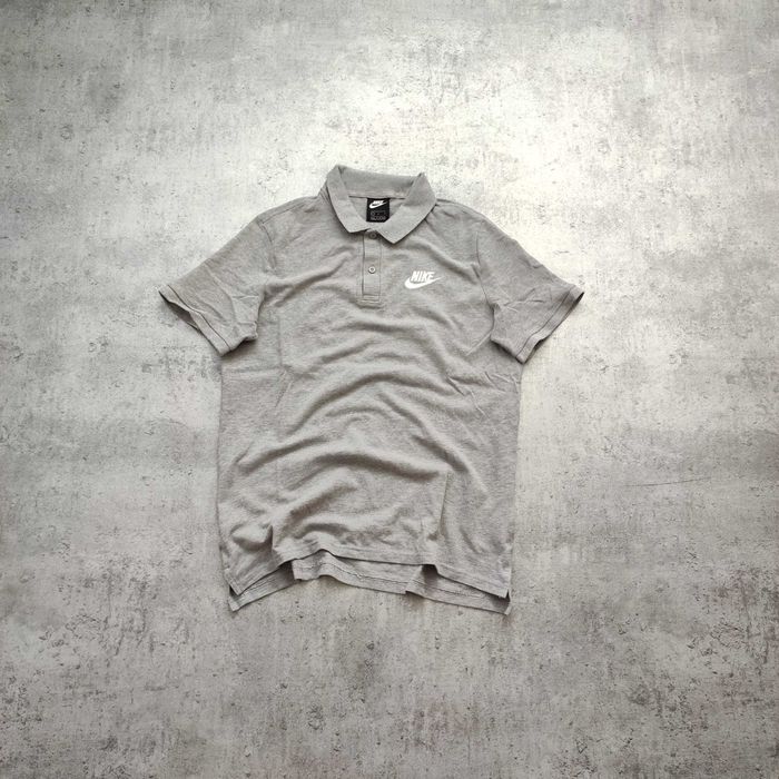 MĘSKA Koszulka Polo Elegancka PREMIUM szara Bawełna Nike Pętelka Logo
