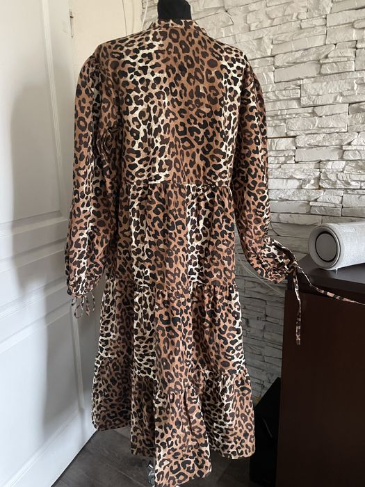 Bawełniana sukienka Bonprix 48/50 panterka, boho, 100% bawełna