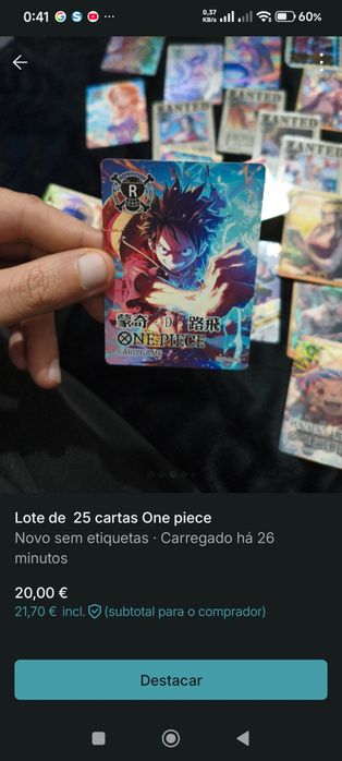 Lote de 24  cartas One piece nenhuma repetida
