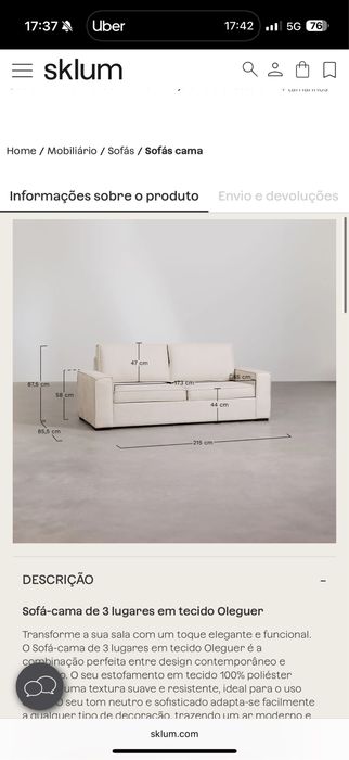 SOFA SKLUM - 2 anos usado