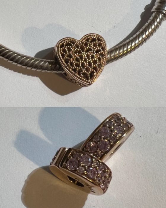 Komplet charms i dwa klipsy rose gold Pandora