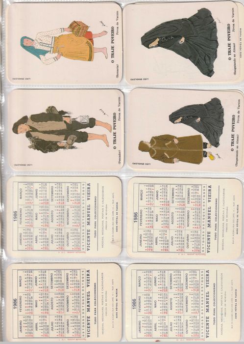 Coleção de 28 Calendários de bolso (Trajes poveiros + Uniformes)