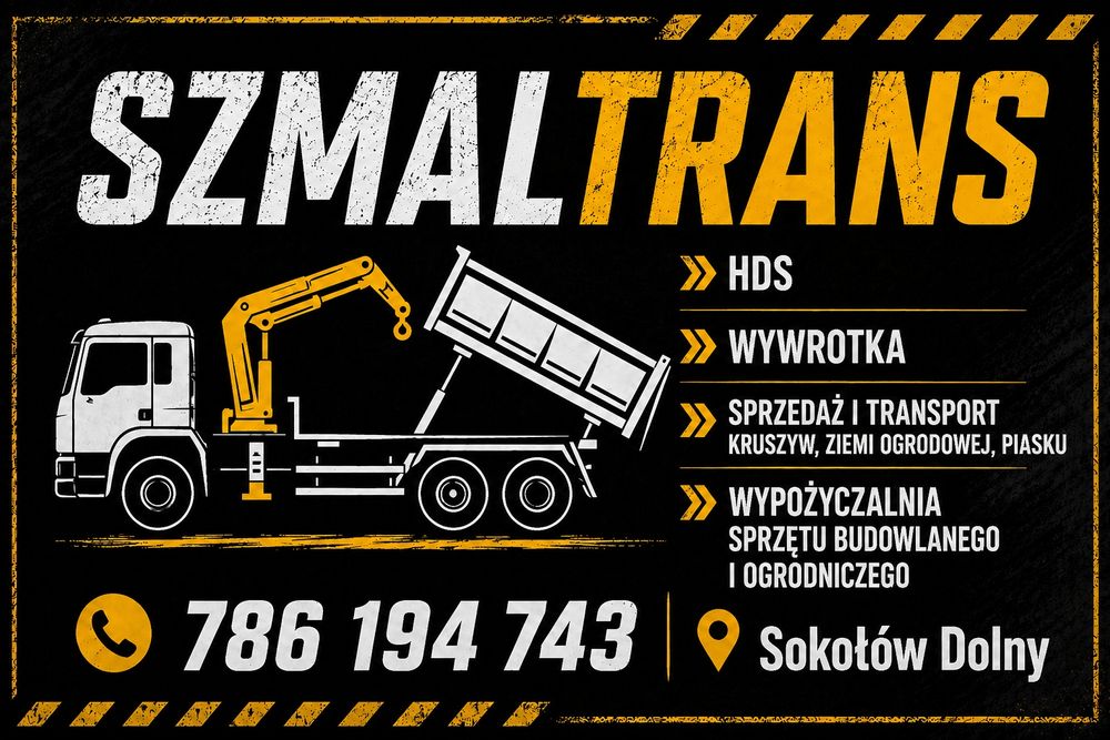 Transport Sprzedaż kruszywa piachu ziemi ogrodowej Wypożyczalnia sprzętu budowlanego i ogrodniczego