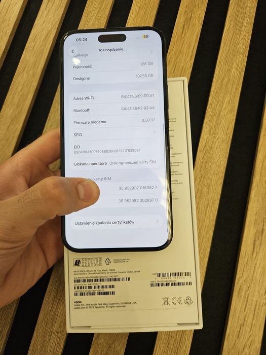 Iphone 15 Plus 128Gb Kolor:Czarny