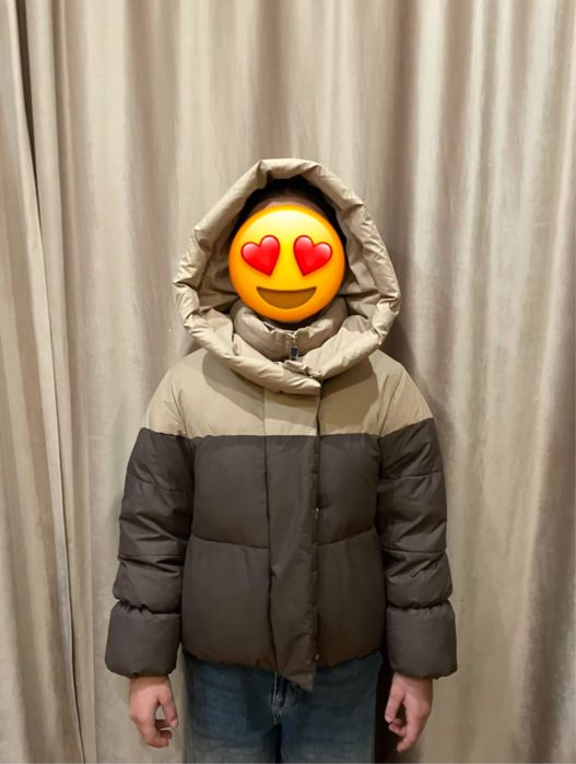 Зимова куртка дитяча, бежево-коричнева,140-146