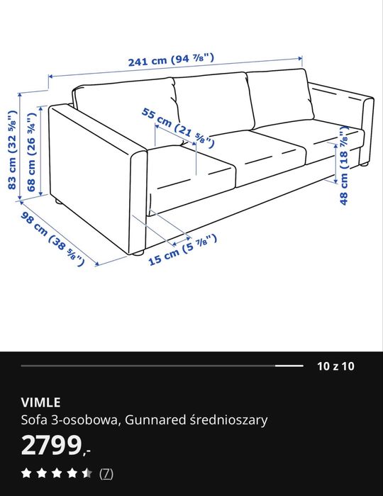 Sofa 3 os. Vimle IKEA
