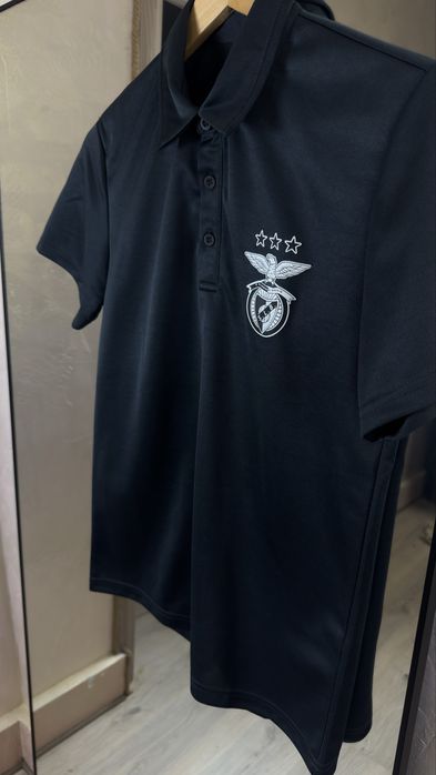 Поло SL Benfica Офіційний Мерч Чорна Футбольна Теніска