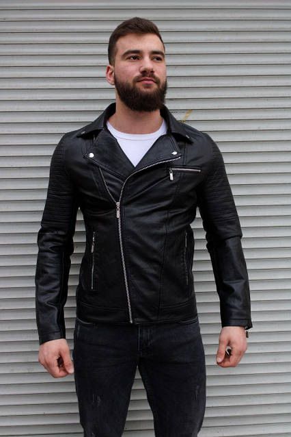 Демисезонная черная мужская косуха ЭКО кожа