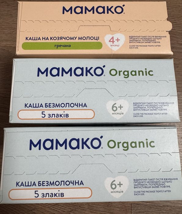 Дитячі каші Mamako (Мамако) нові, запечатані, на козячому молоці та безмолочні