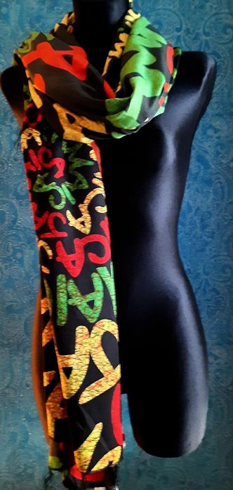 Duża chusta/ pareo/ narzuta w kolorach reggae