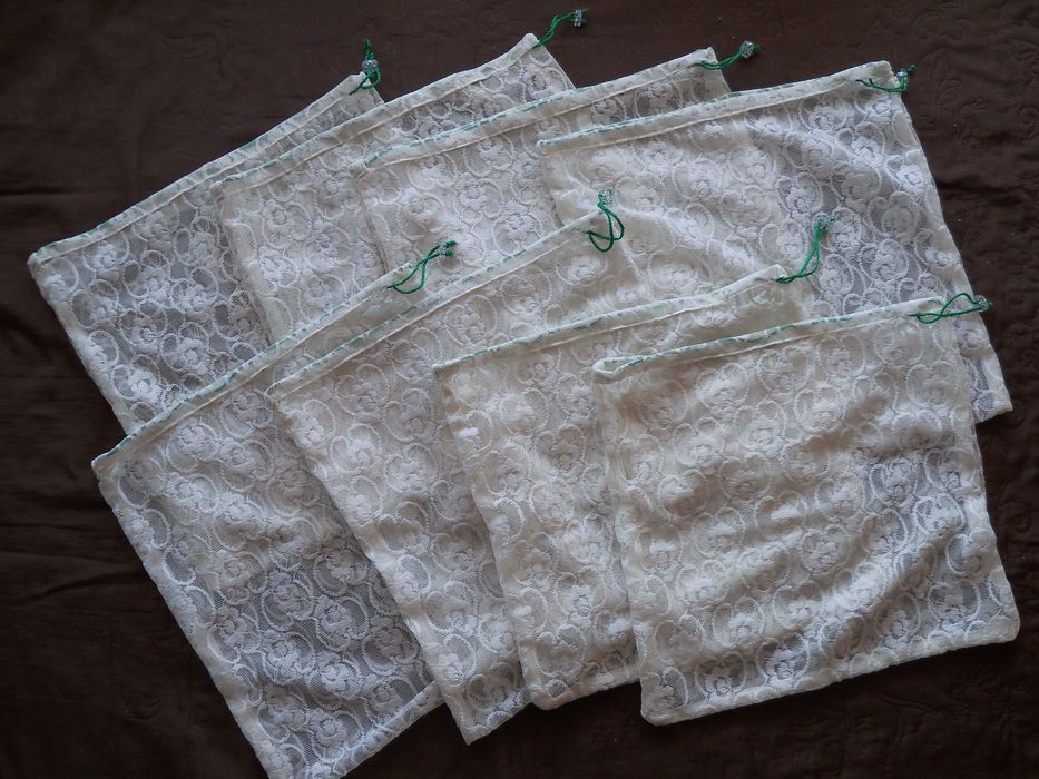 8 szt. - woreczki z firan na warzywa, owoce, zabawki, do prania...