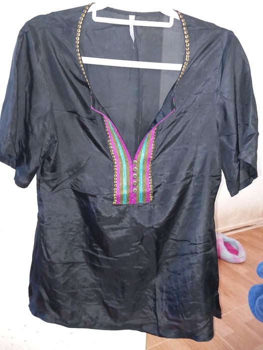 Camisa de seda preta throttleman tamanho M