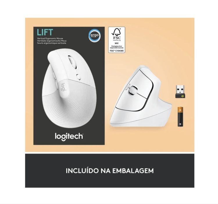 Rato Logitech Lift Off White como novo + pilhas de oferta