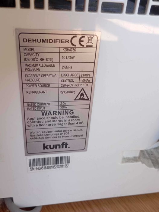 Desumidificador Kunft KDH4756 10L/Dia