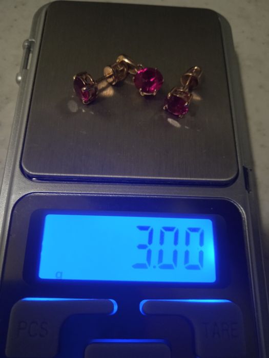 Гвоздики зол 585 подвеска рубин 3 грм