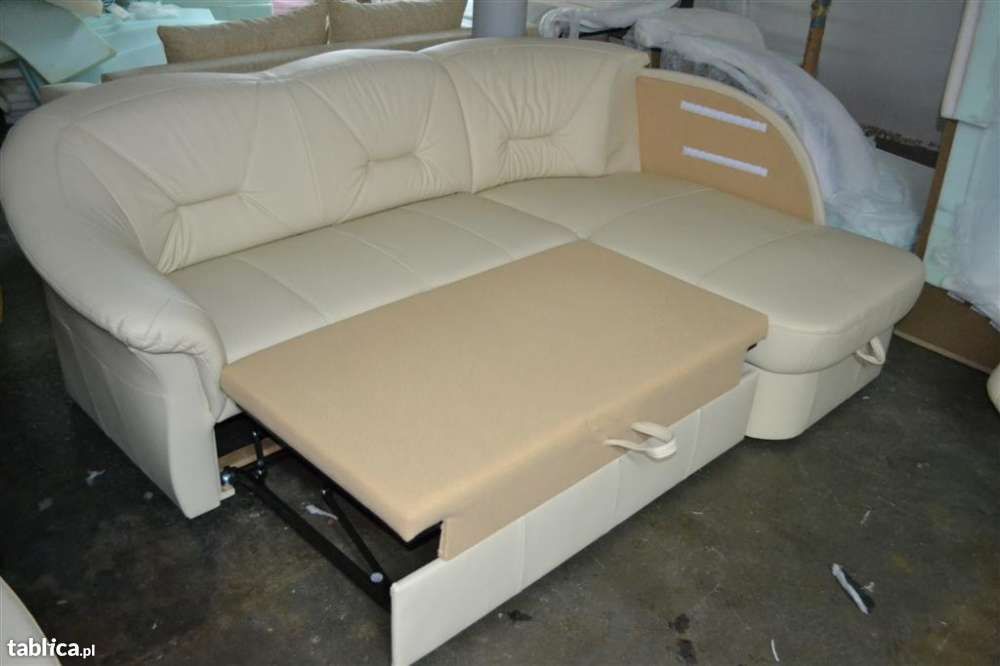 Narożnik "FRESH" EKO SKÓRA  z f. spania i pojemnik na pościel.