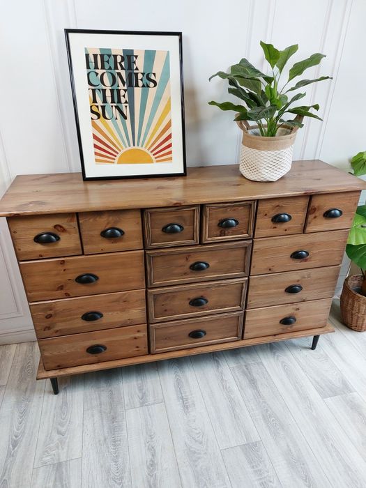 Duża drewniana komoda biblioteczna apteczna