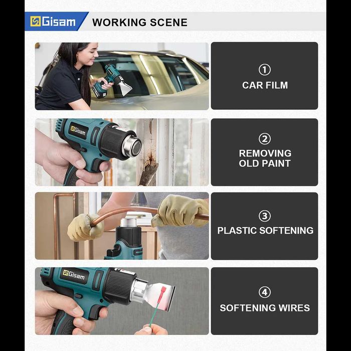 D61-Pistola máquina ar quente calor multifunções plásticos