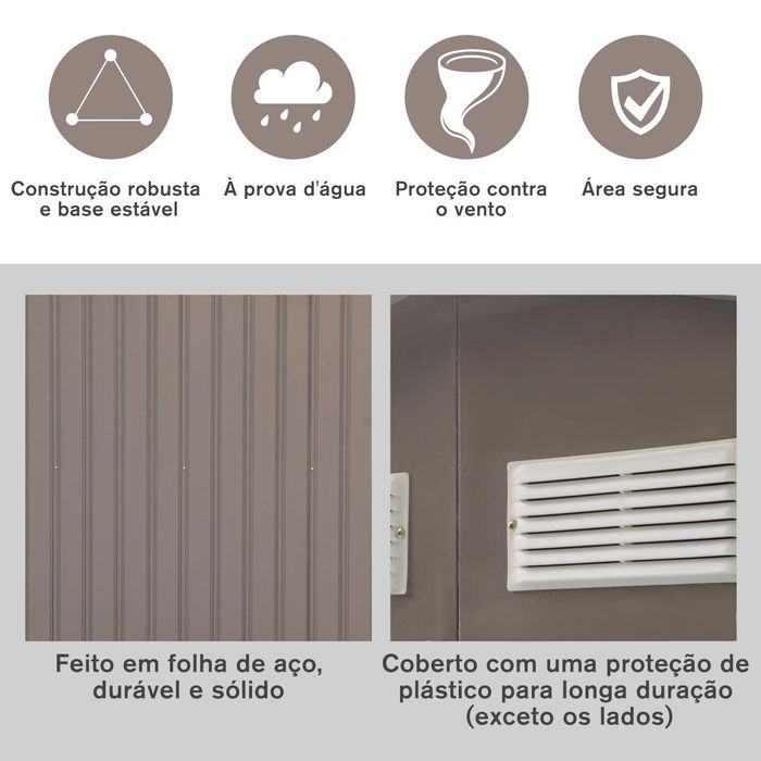 Abrigo de Jardim Metálico para Arrumação – 213x130x185 cm