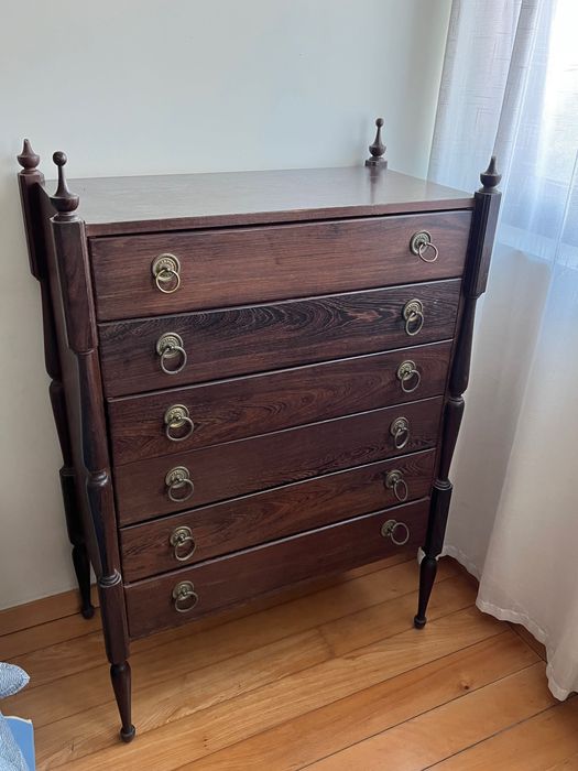 Cómoda Alta Vintage 5 Gavetas - Madeira Maciça