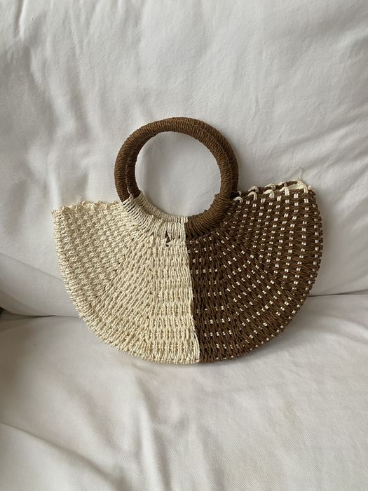 Bolsa mala de corda com fecho forrada e com bolso Nova