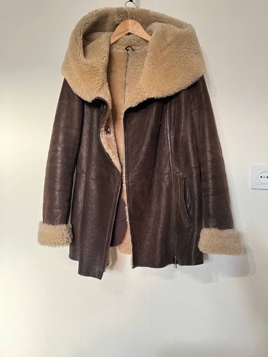 Дублёнка натуральная капюшон M-L