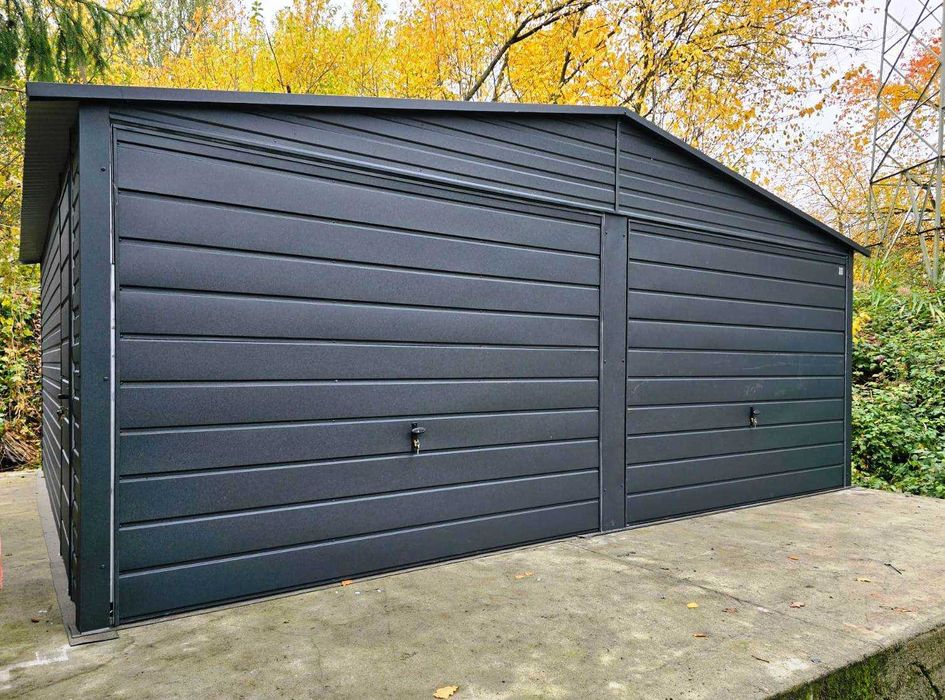 Standard Garaż 6x5 drewnopodobny bramy grafit