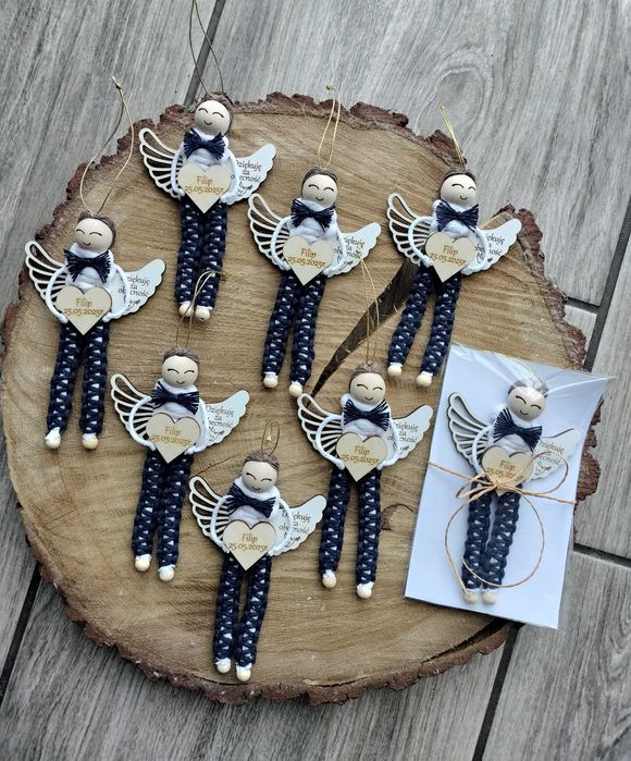 Aniołek podziękowanie dla gości Komunia Święta Makrama