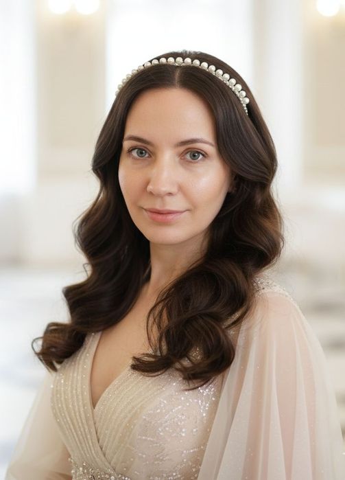 Обруч, прикраса для волосся, діадема перлини , камінці