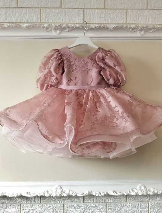 Нарядна сукня для дівчинки з органзи з вишивкою, пишна святкова сукня