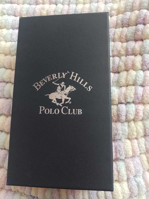 Beverly Hills Polo Club/Duży, czarny skórzany portfel w pudełku/ NOWY