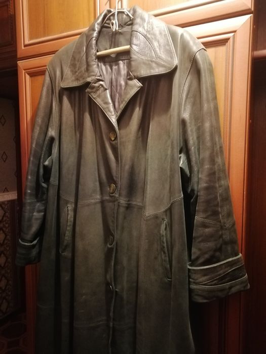 Плащ кожаний женский супер батал
