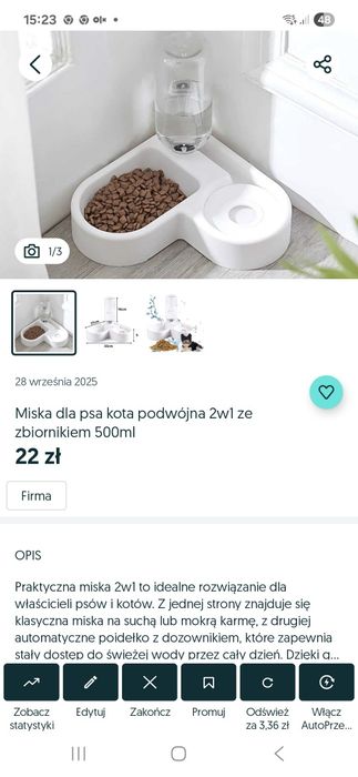 Miska z dozownikiem 2w1