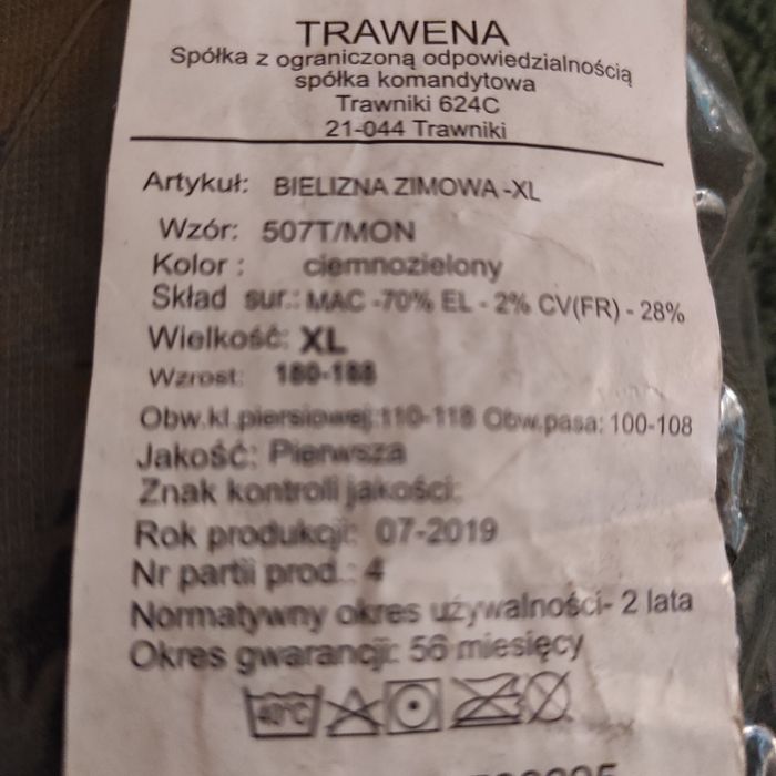 Komplet bielizny zimowej