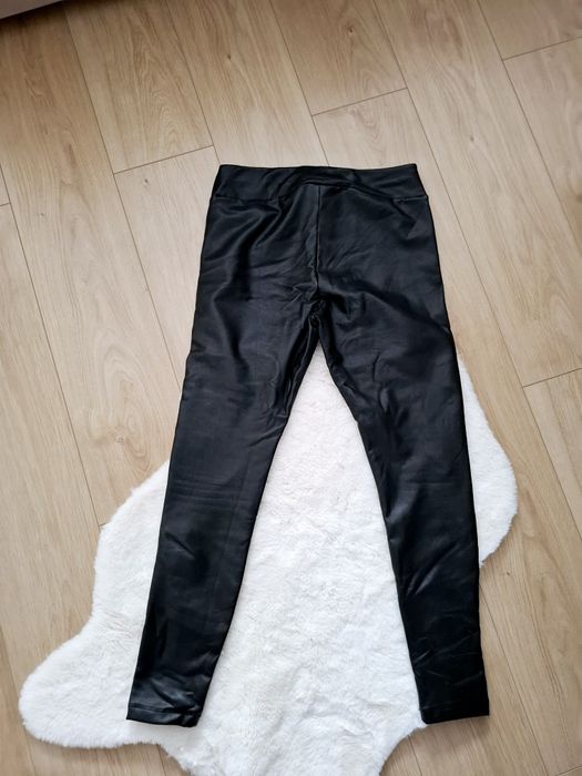 Legginsy skórzane skóra czarne elastyczne