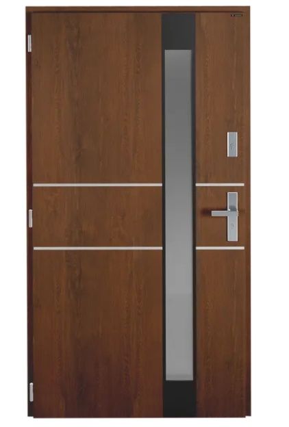Drzwi zewnętrzne aluminiowo-stalowe Wiśniowski Titanium | Orzech | 90 Lewe | Ud = 1,3 W/m²K.| Okazja!