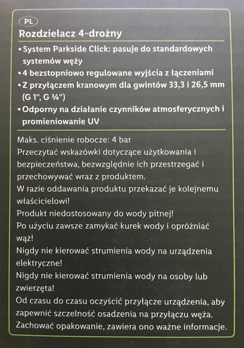 Rozdzielacz 4-drożny z przyłączem kranowym