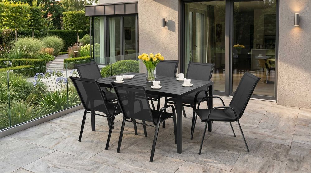 Meble na Taras 6 Osobowy Zestaw Stół z Krzesłami Komplet Ogrodowy NOWY