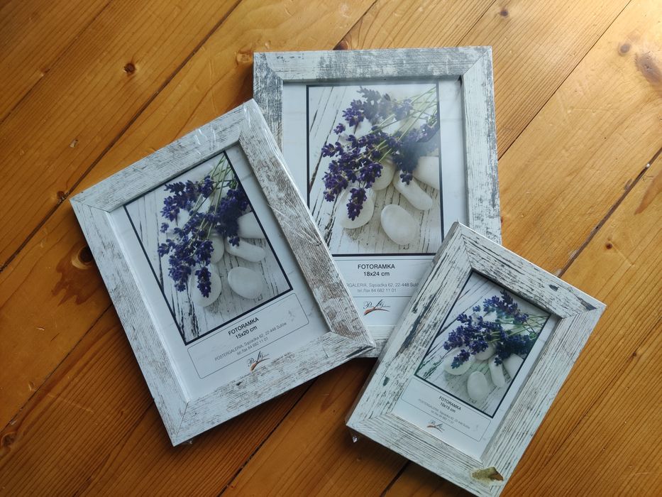 NOWE Zestaw 3 ramek na zdjęcia, bielona sosna