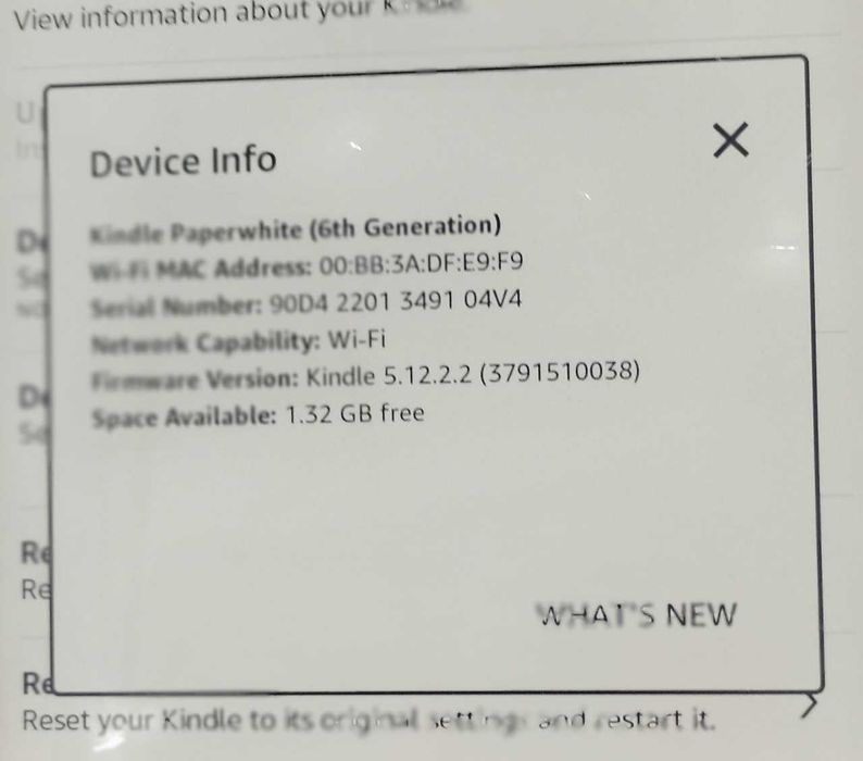 Kindle paperwhite 6th generacja - 2 GB pamięci - BEZ REKLAM "04V4"