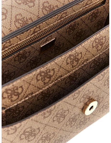 torebka damska guess beżowa z nadrukiem monogramu