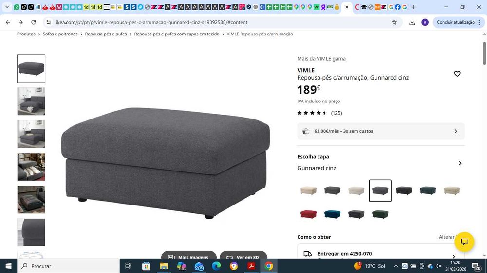 Sofá 4 lugares de canto + Banqueta - NOVO -    IKEA modelo VIMLE