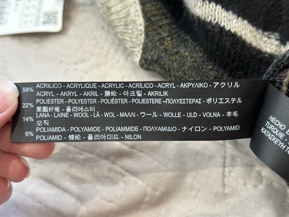 Zara Knit в'язане плаття-светр із V-подібним вирізом у смужку (S)
