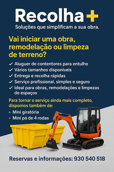 Aluga-se contentores para recolha de entulho